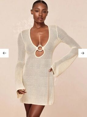 Monday Swimwear Montego Mini Dress in Ivory Shiny Treble Knit